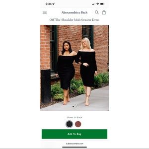 Abercrombie & Fitch Off-The-Shoulder Midi Sweater Dress